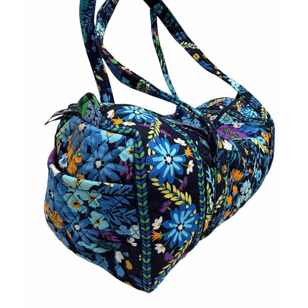 Vera Bradley Weekender Travel Bag Midnight Blues Zipper Floral Pocket Gift 1094 - Picture 3 of 15